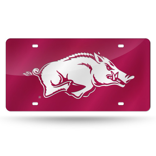 Arkansas Razorbacks Red Laser Cut License Plate