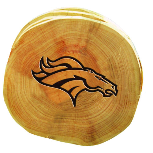 Denver Broncos 4 Pack Wood Cut Coaster