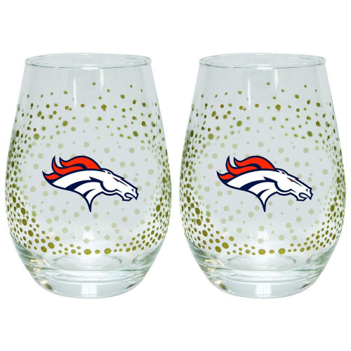 Denver Broncos 2 Pack Glitter Stemless Wine Tumbler