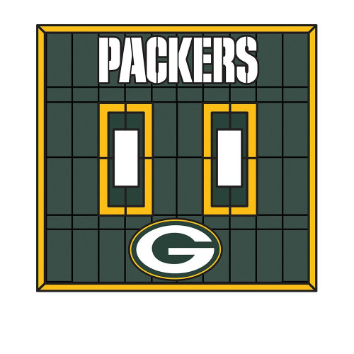 Green Bay Packers Art Glass Double Switch Cover