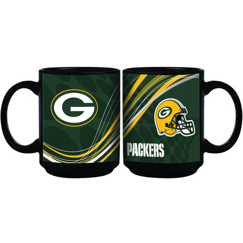 Green Bay Packers 15 oz. Dynamic Style Black Mug