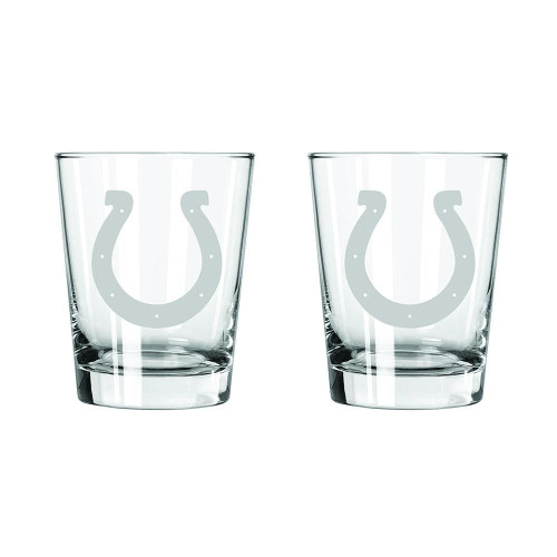 Indianapolis Colts 2 Pack 15 oz. Etched Rocks Glass