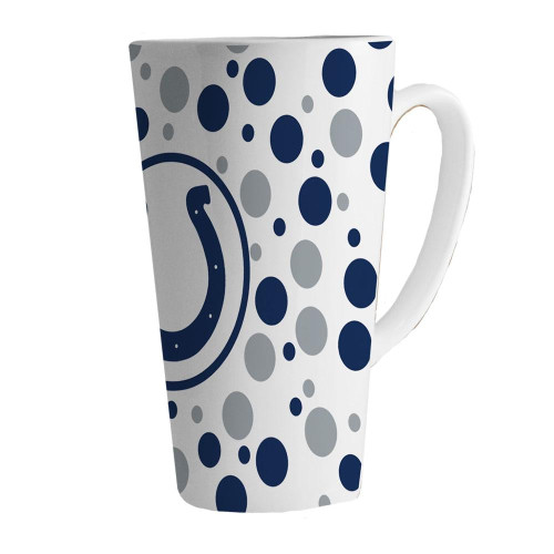 Indianapolis Colts 16 oz. White Polka Dot Latte Mug