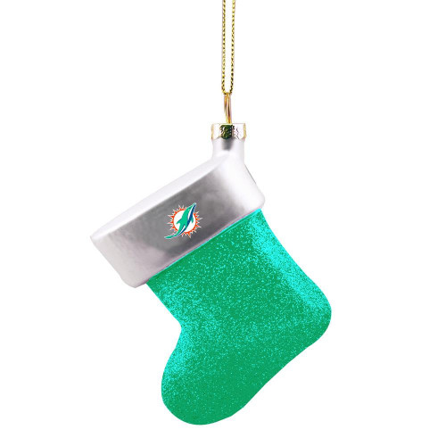 Miami Dolphins Blown Glass Stocking Ornament