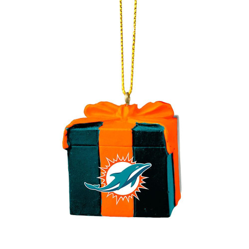 Miami Dolphins Ribbon Box Ornament