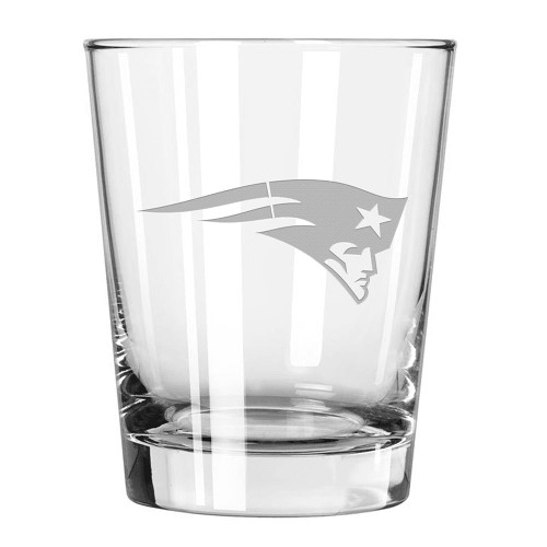 New England Patriots 15 oz. Double Old Fashion Etched Glass