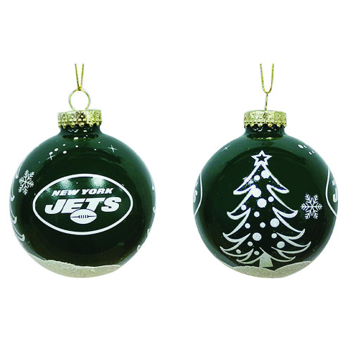 New York Jets Glass Tree Ball Ornament