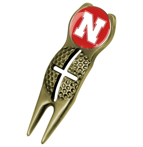 Nebraska Cornhuskers Gold Crosshairs Divot Tool