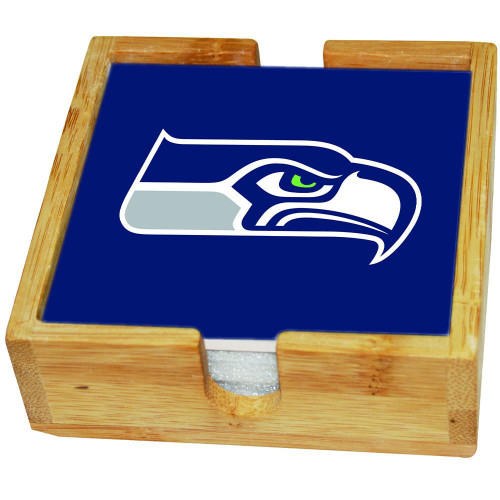 Seattle Seahawks Square Coaster w/Caddy