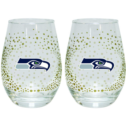 Seattle Seahawks 2 Pack Glitter Stemless Wine Tumbler