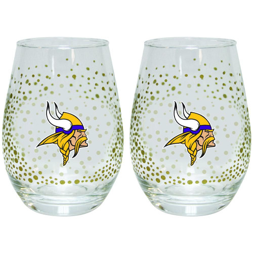 Minnesota Vikings 2 Pack Glitter Stemless Wine Tumbler