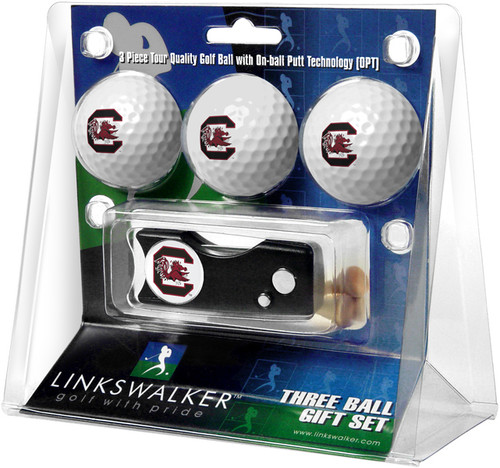 South Carolina Gamecocks Golf Ball Gift Pack with Spring Action Divot Tool