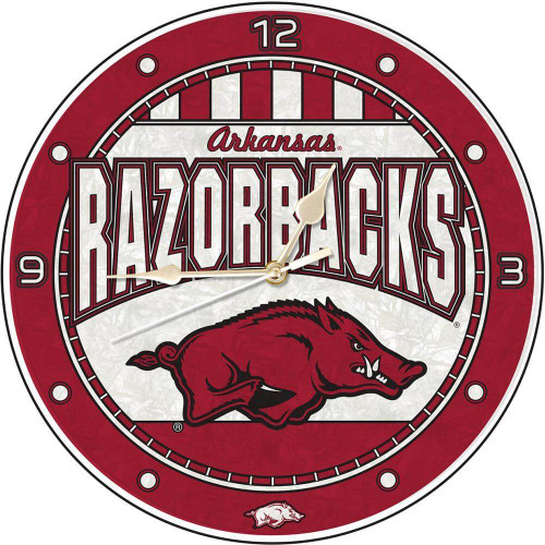 Arkansas Razorbacks Art Glass Clock
