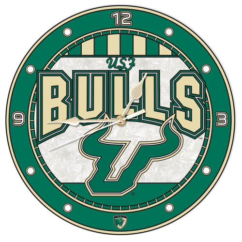 South Florida Bulls Art Glass Clock