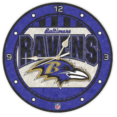 Baltimore Ravens Art Glass Clock