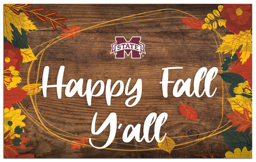 Mississippi State Bulldogs Happy Fall Y'all 11" x 19" Sign