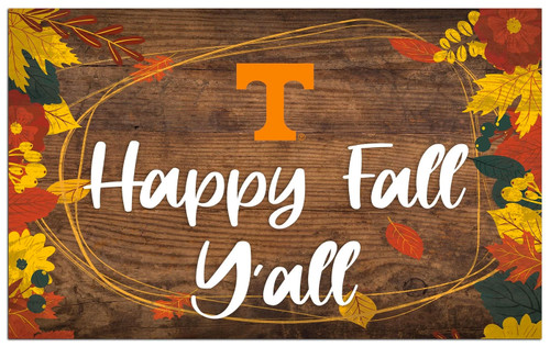 Tennessee Volunteers Happy Fall Y'all 11" x 19" Sign