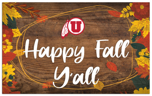 Utah Utes Happy Fall Y'all 11" x 19" Sign