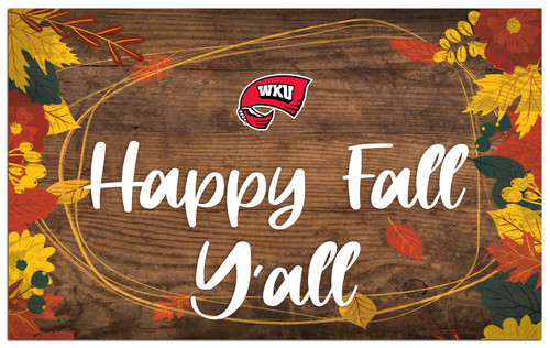 Western Kentucky Hilltoppers Happy Fall Y'all 11" x 19" Sign