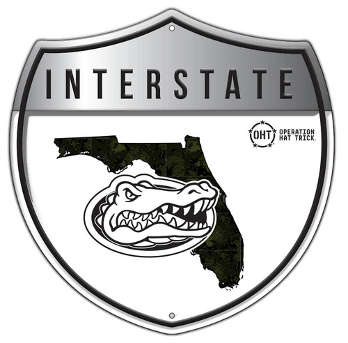 Florida Gators OHT Camo Metal 24" Interstate Sign