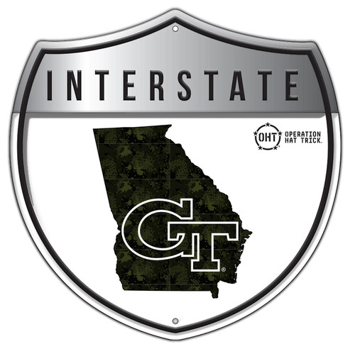 Georgia Tech Yellow Jackets OHT Camo Metal 24" Interstate Sign