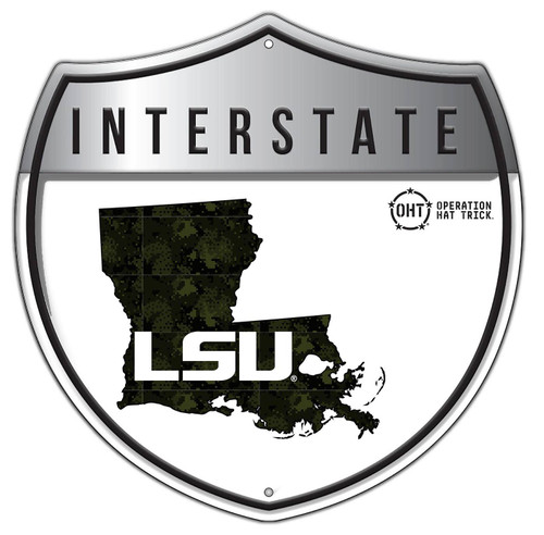 LSU Tigers OHT Camo Metal 24" Interstate Sign