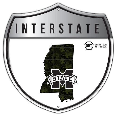 Mississippi State Bulldogs OHT Camo Metal 24" Interstate Sign