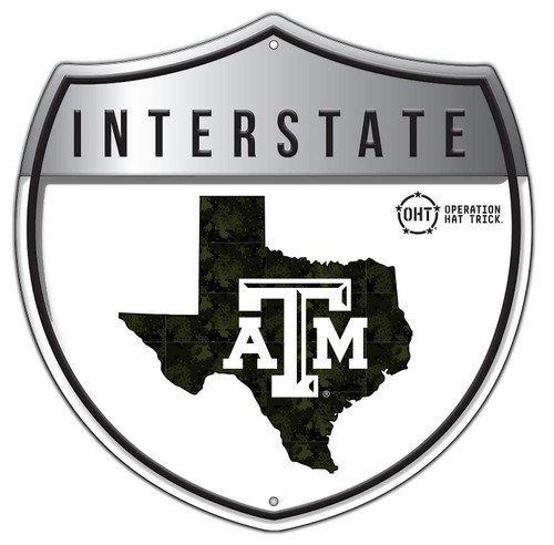 Texas A&M Aggies OHT Camo Metal 24" Interstate Sign