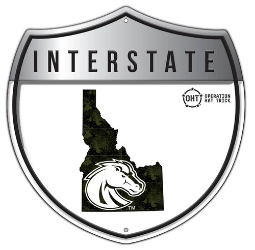 Boise State Broncos OHT Camo Metal 12" Interstate Sign
