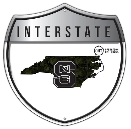 North Carolina State Wolfpack OHT Camo Metal 12" Interstate Sign