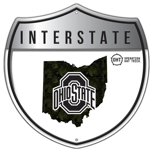 Ohio State Buckeyes OHT Camo Metal 12" Interstate Sign