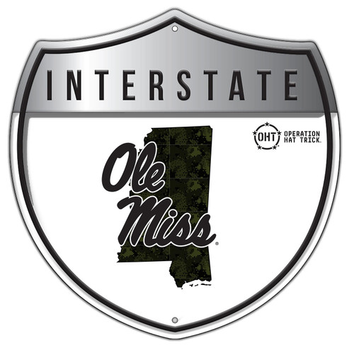 Mississippi Rebels OHT Camo Metal 12" Interstate Sign