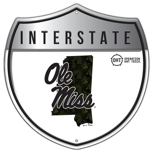 Mississippi Rebels OHT Camo Metal 12" Interstate Sign