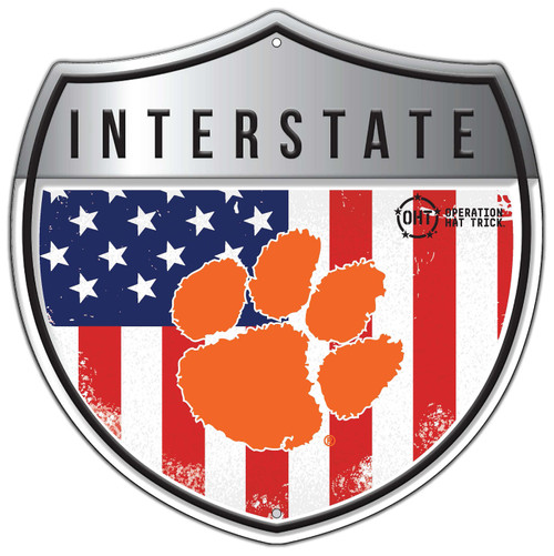 Clemson Tigers OHT 12" Interstate Metal Americana Sign