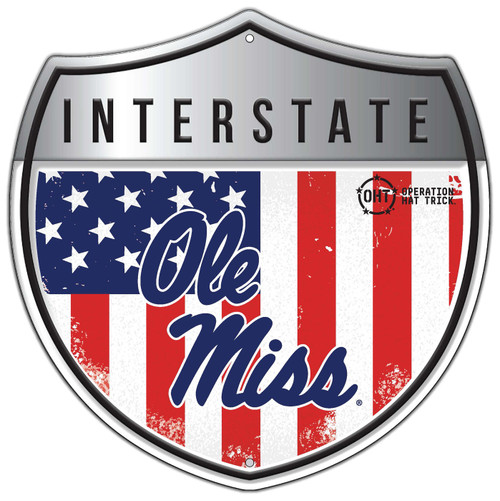 Mississippi Rebels OHT 12" Interstate Metal Americana Sign