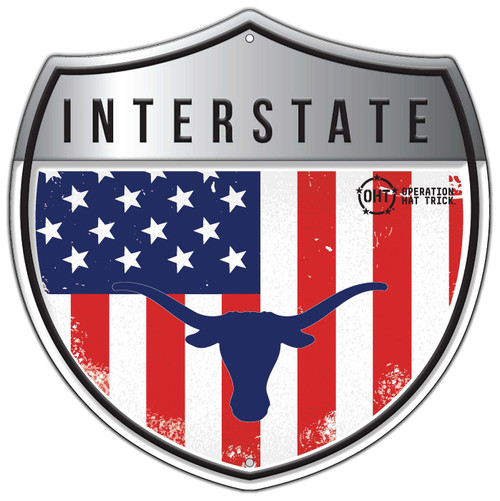 Texas Longhorns OHT 12" Interstate Metal Americana Sign