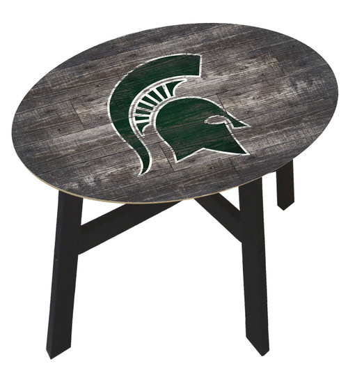 Michigan State Spartans Distressed Wood Side Table