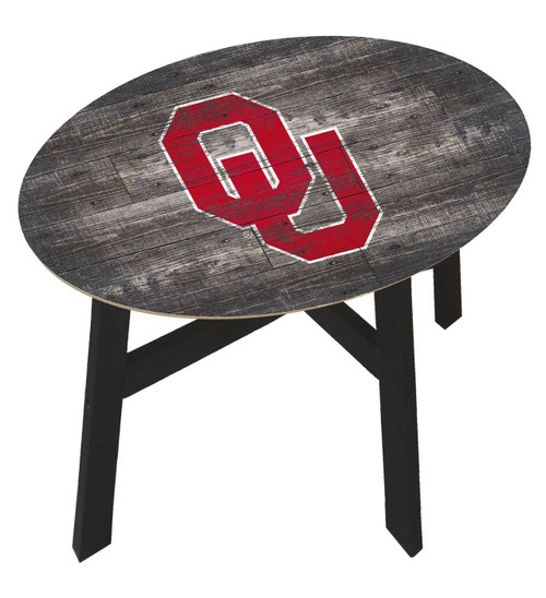 Oklahoma Sooners Distressed Wood Side Table