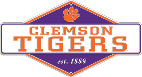 Clemson Tigers Diamond Panel Metal Sign