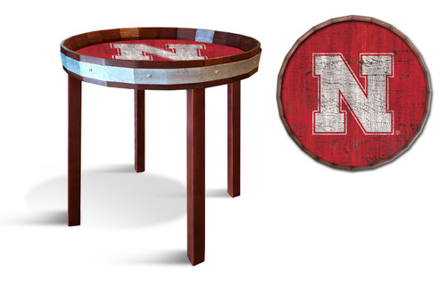 Nebraska Cornhuskers 24" Barrel Top Side Table