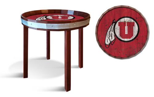 Utah Utes 24" Barrel Top Side Table