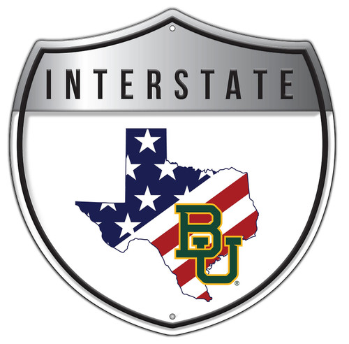 Baylor Bears 24" Patriotic Interstate Metal Sign