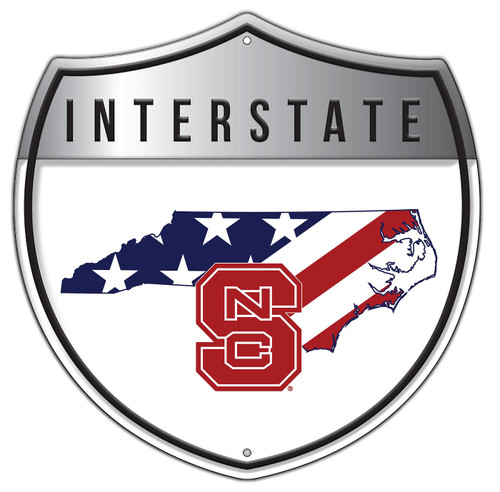 North Carolina State Wolfpack 24" Patriotic Interstate Metal Sign
