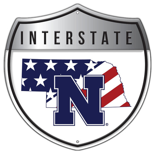 Nebraska Cornhuskers 24" Patriotic Interstate Metal Sign