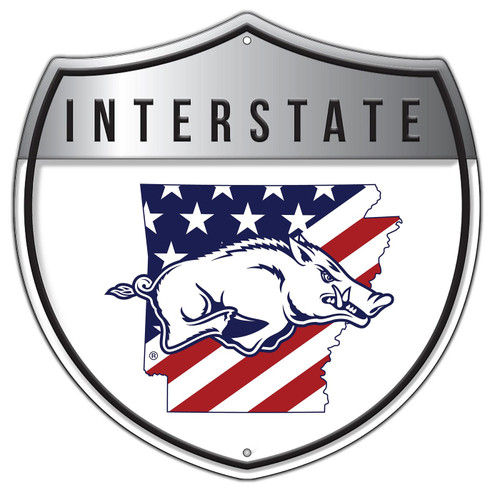Arkansas Razorbacks 12" Patriotic Interstate Metal Sign