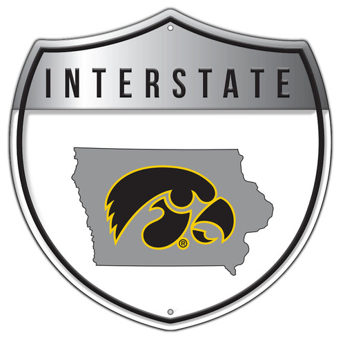 Iowa Hawkeyes 12" Patriotic Interstate Metal Sign