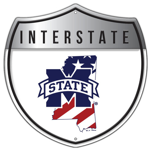 Mississippi State Bulldogs 12" Patriotic Interstate Metal Sign