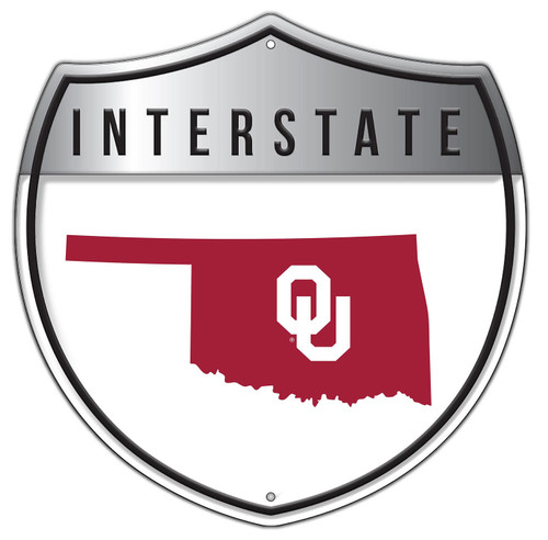 Oklahoma Sooners 12" Patriotic Interstate Metal Sign