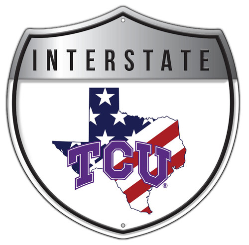 Texas Christian Horned Frogs 12" Patriotic Interstate Metal Sign