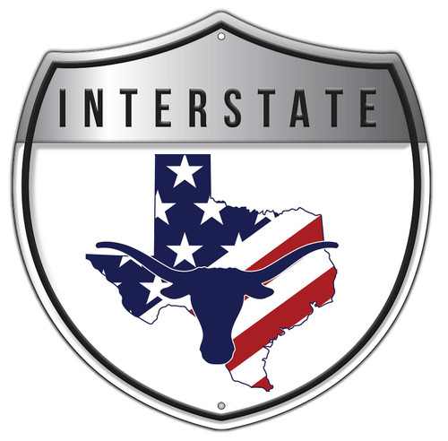 Texas Longhorns 12" Patriotic Interstate Metal Sign